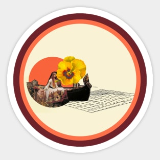 floating woman with flower Sticker